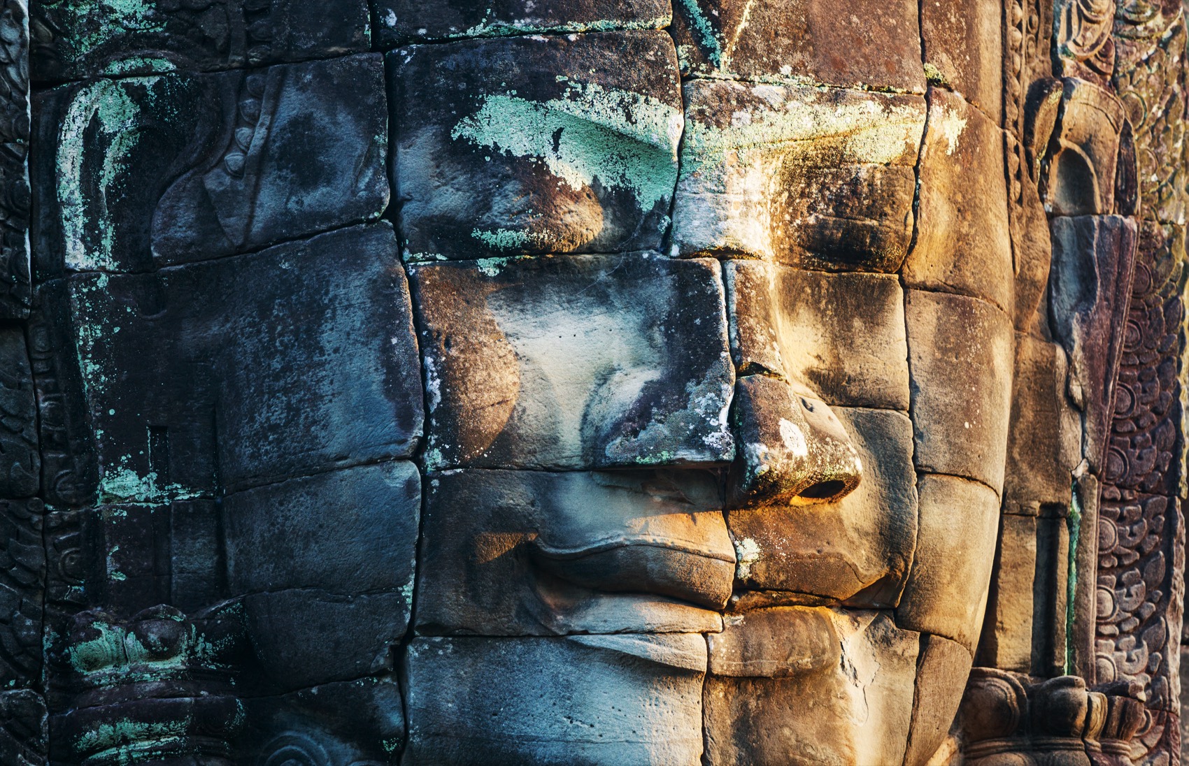 Faces of Bayon Temple in Angkor, Cambodia